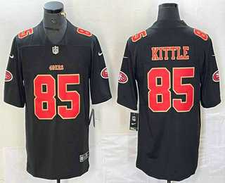 Mens San Francisco 49ers #85 George Kittle Black Red Fashion Vapor Limited Stitched Jersey